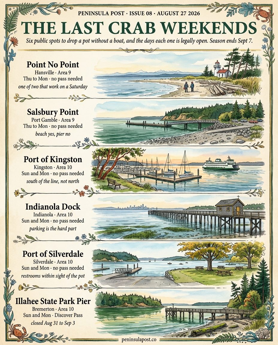 Cover of Peninsula Post issue 08, The Last Crab Weekends, in watercolor.